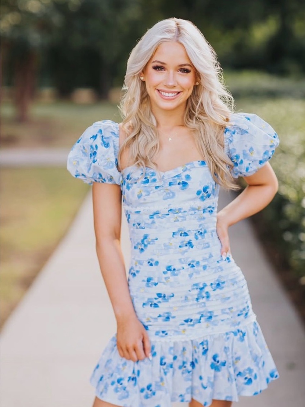 Hello Molly St Cloud Floral Puff-Sleeve Mini Dress